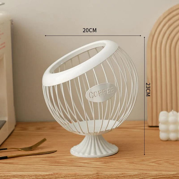 Elosung White Elegant Metal Coffee Capsule Storage Basket Multifunctional Fruit And Snack Holder For Modern Home Decor Racks & Holders