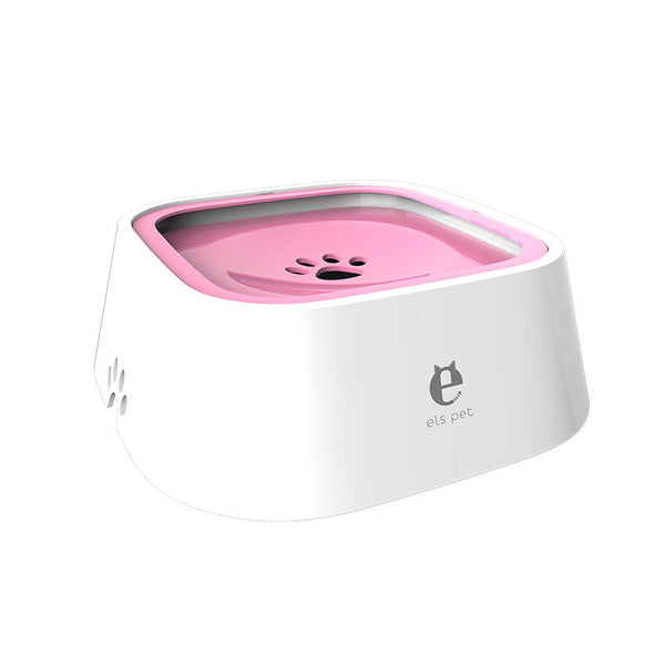 Elosung Pink Anti Spill Floating Pet Water Bowl For Dogs And Cats 1L Capacity Splash Proof Wet Mouth Design Dog Bowls