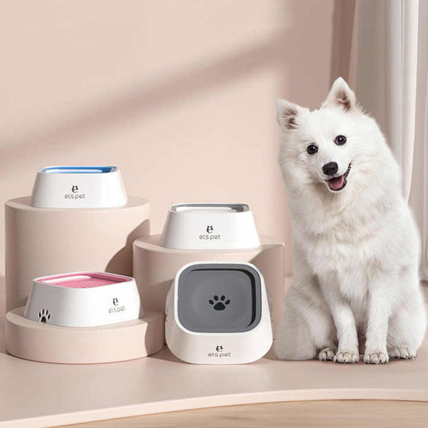 Elosung Pink Anti Spill Floating Pet Water Bowl For Dogs And Cats 1L Capacity Splash Proof Wet Mouth Design Dog Bowls