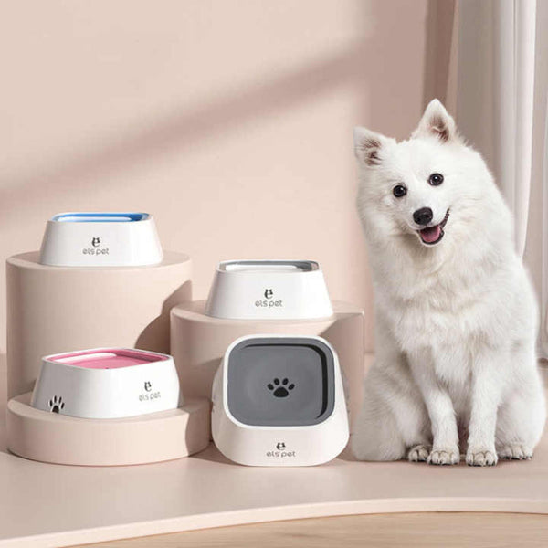 White Anti Spill Floating Pet Water Bowl For Dogs And Cats 1L Capacity Splash Proof Wet Mouth Design Dog Bowls