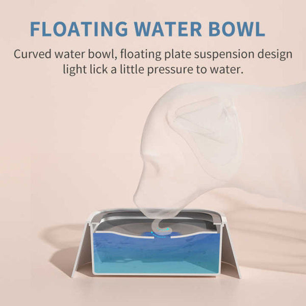 White Anti Spill Floating Pet Water Bowl For Dogs And Cats 1L Capacity Splash Proof Wet Mouth Design Dog Bowls