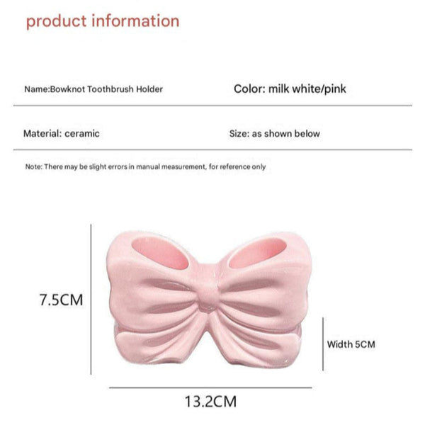 Elosung White Creative Ceramic Bowknot Toothbrush Holder Elegant Bathroom Storage For Electric And Toothpaste Tumblers & Toothbrush Holders