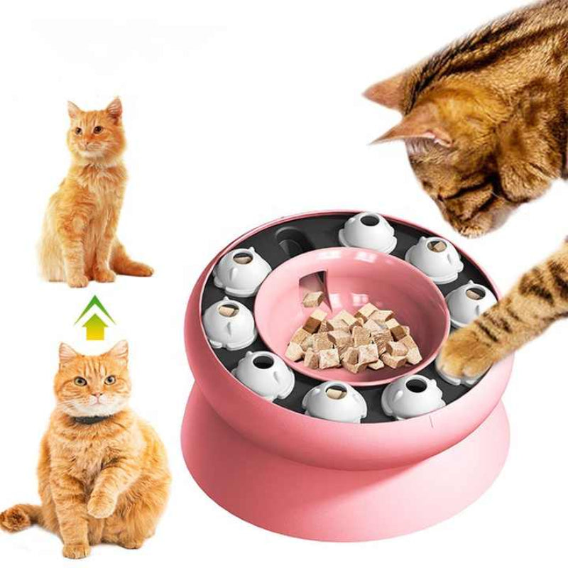 Elosung Pink Interactive Slow Feeder Cat Bowl 15A Tilt Design Puzzle For Healthy Eating Dishes Feeders & Fountains