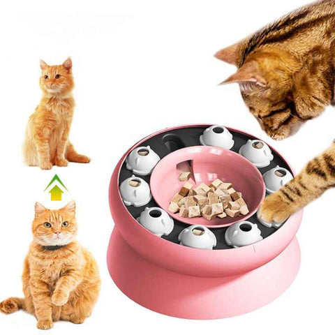 Elosung Pink Interactive Slow Feeder Cat Bowl 15A Tilt Design Puzzle For Healthy Eating Dishes Feeders & Fountains