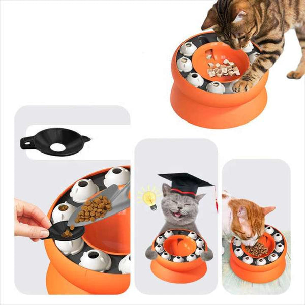 Elosung Pink Interactive Slow Feeder Cat Bowl 15A Tilt Design Puzzle For Healthy Eating Dishes Feeders & Fountains