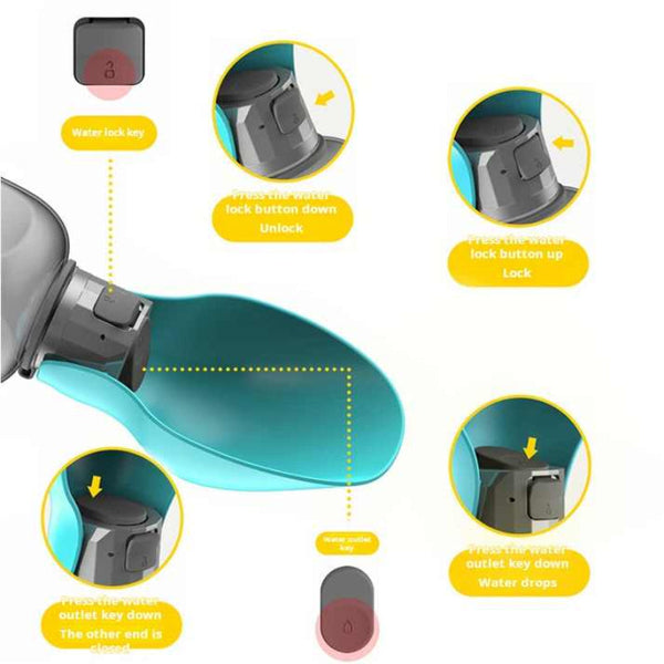 Green And Grey Portable Foldable Pet Water Bottle With 800Ml Capacity Leakproof Travel Hydration Dispenser For Dogs Cats Dishes Feeders & Fountains