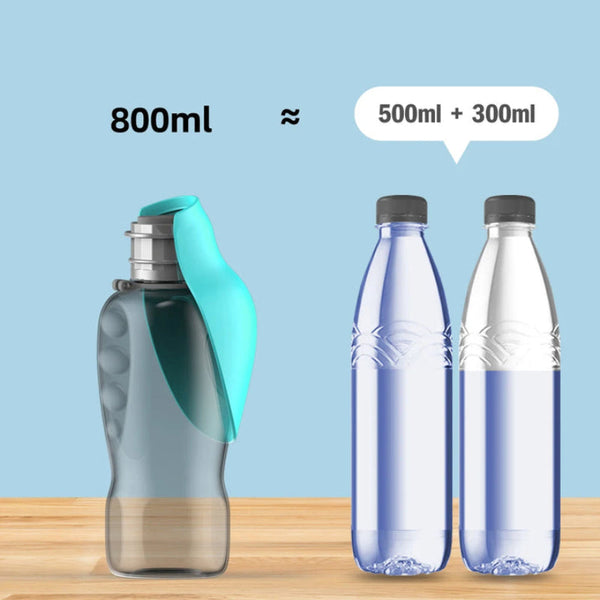 Green And Grey Portable Foldable Pet Water Bottle With 800Ml Capacity Leakproof Travel Hydration Dispenser For Dogs Cats Dishes Feeders & Fountains