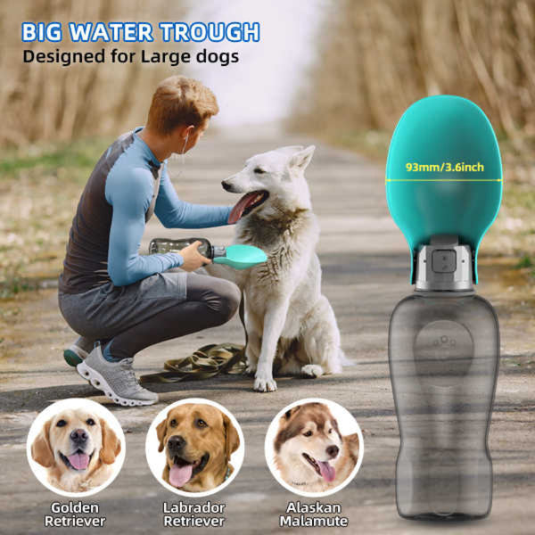 Elosung Pink And Grey Portable Foldable Pet Water Bottle With 800Ml Capacity Leakproof Travel Hydration Dispenser For Dogs Cats Water Bottles