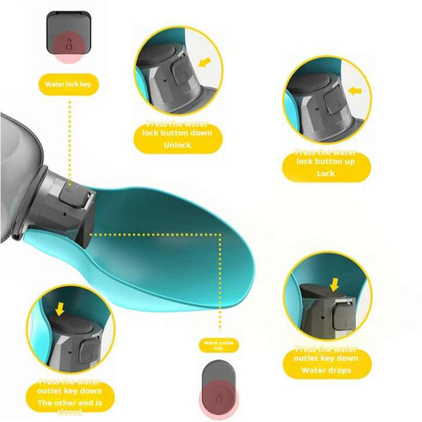 Elosung Pink And Grey Portable Foldable Pet Water Bottle With 800Ml Capacity Leakproof Travel Hydration Dispenser For Dogs Cats Water Bottles