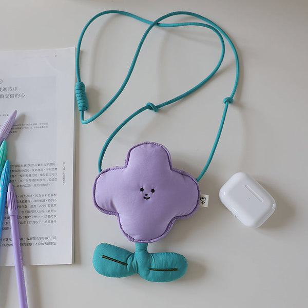 Elosung Purple Mini Crossbody Coin Purse & Earphone Pouch Adorable Floral Design Small Bag For Lipsticks Lightweight Travel Essentials Women's Bags &