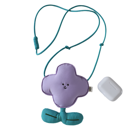 Elosung Purple Mini Crossbody Coin Purse & Earphone Pouch Adorable Floral Design Small Bag For Lipsticks Lightweight Travel Essentials Women's Bags &