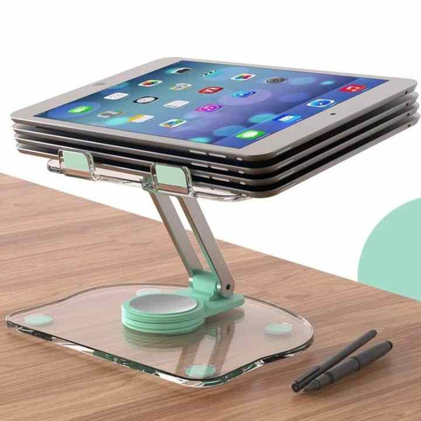Elosung White Acrylic Foldable Tablet And Phone Stand 360A Rotation Anti Slip Design Lightweight Compact Mounts Stands & Holders