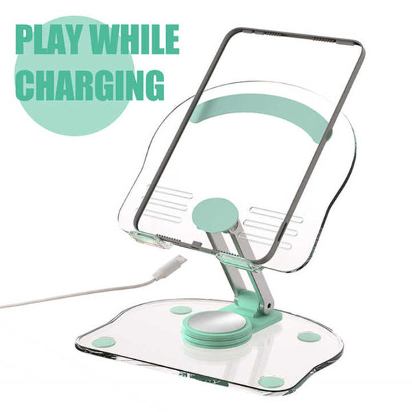 Elosung White Acrylic Foldable Tablet And Phone Stand 360A Rotation Anti Slip Design Lightweight Compact Mounts Stands & Holders