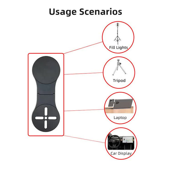 Elosung Grey Magnetic Foldable Phone Stand Universal Aluminum Alloy Desktop & Tesla Car Mount Compact And Lightweight Design Mounts & Holders