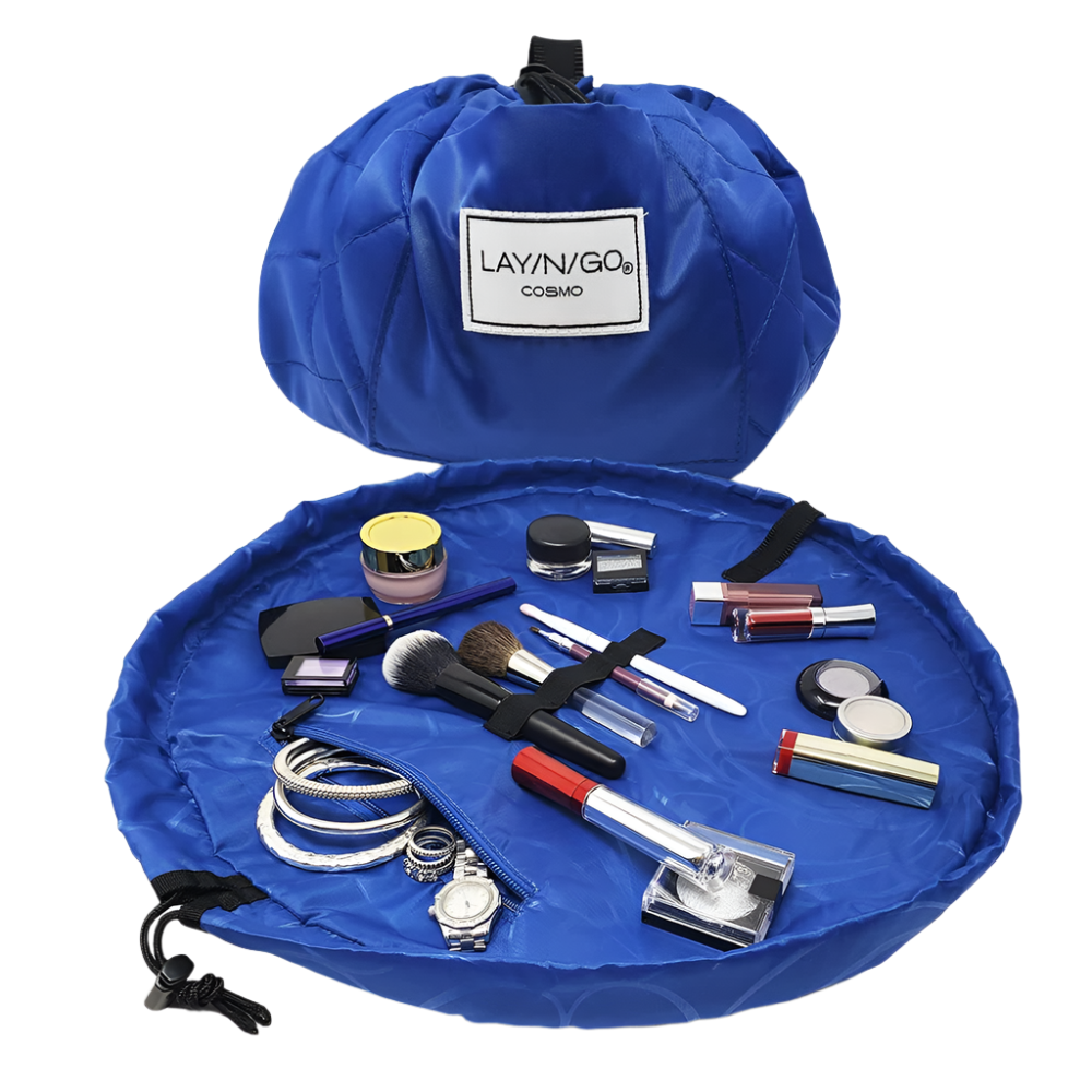 Blue Drawstring Cosmetic Storage Bag For Travel And Daily Use(Cosmetics Pictured Are Photo Props Not Included) Makeup Bags & Cases