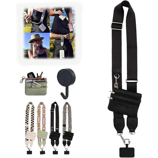 Elosung Black Crossbody Strap With Mini Pouch Versatile Replacement Shoulder Women's Bags & Handbags