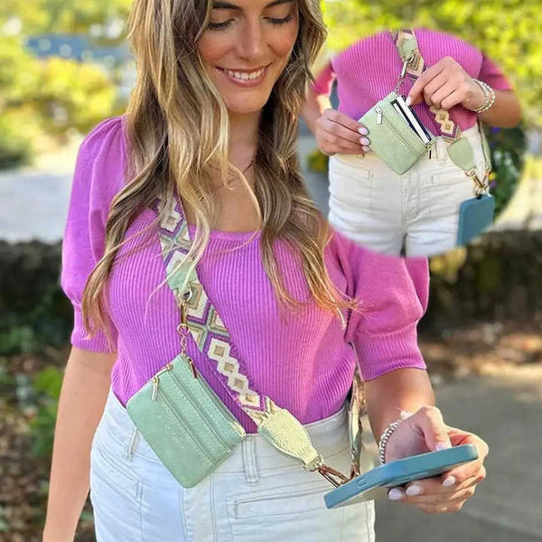 Elosung Leopard Pattern Patchwork Crossbody Strap With Mini Pouch Versatile Replacement Shoulder Women's Bags & Handbags