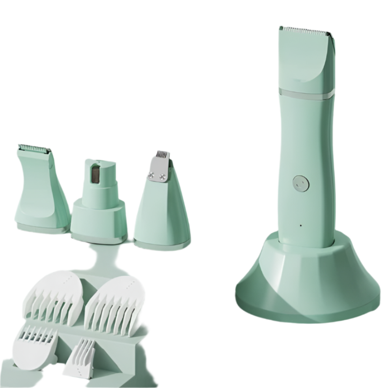 Light Green 4 In 1 Pet Grooming Electric Clippers Professional Rechargeable Trimmer For Dogs & Cats Paw Fur Nail And Ear Care | Compact Design Dog Gro