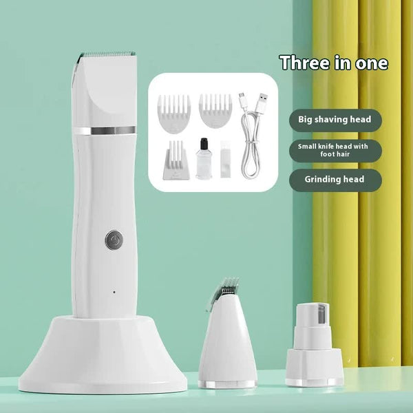 Elosung White 4 In 1 Pet Grooming Electric Clippers Professional Rechargeable Trimmer For Dogs & Cats Paw Fur Nail And Ear Care | Compact Design Clipp