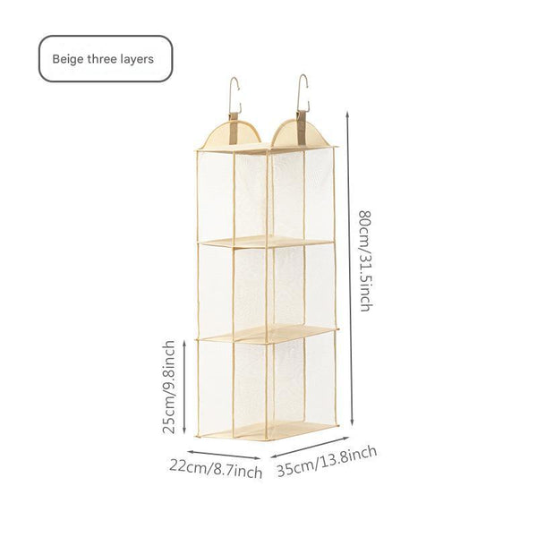 Elosung Off White Hanging Dustproof Storage Bag Multi Layer Organizer For Bags Clothes & Accessories 3 Tier Non Woven Fabric Storage Bags