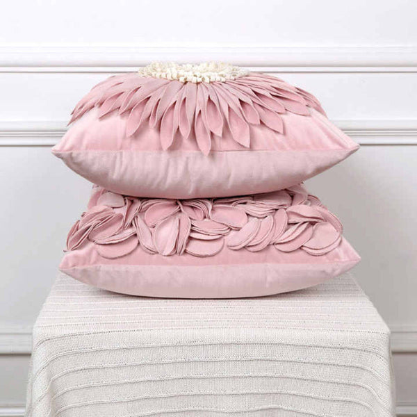 Style 1 Pink 3D Floral Modern Luxury Decorative Throw Pillow For Living Room(Without Insert) Cushion Covers