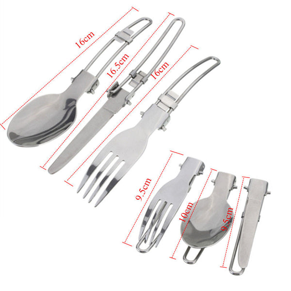 Green And Grey Compact Outdoor Set With 410 Stainless Steel Utensils Camping Cookware