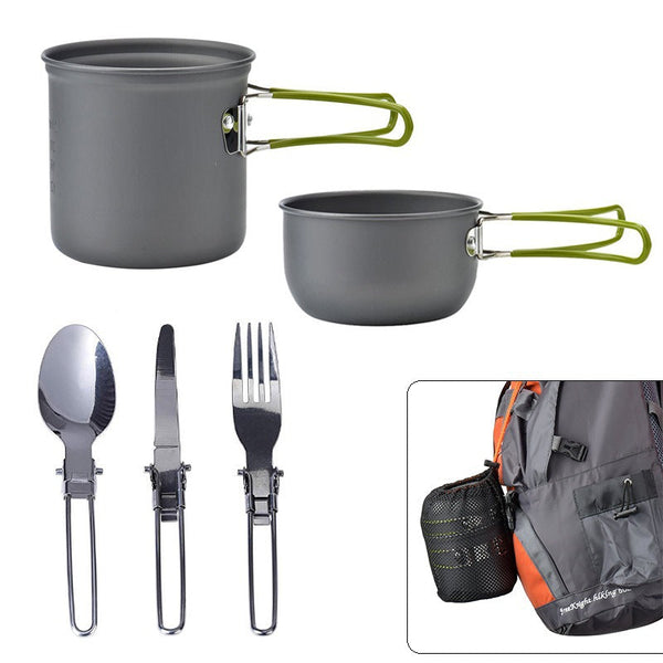 Elosung Orange And Grey Compact Outdoor Camping Cookware Set With 410 Stainless Steel Utensils Other Cookware