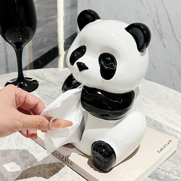 Elosung Ceramic Panda Tissue Box Holder Creative Cartoon Napkin Dispenser For Home Decor Tissue Box Covers