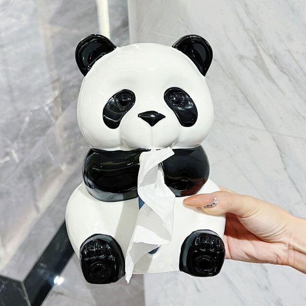Elosung Ceramic Panda Tissue Box Holder Creative Cartoon Napkin Dispenser For Home Decor Tissue Box Covers