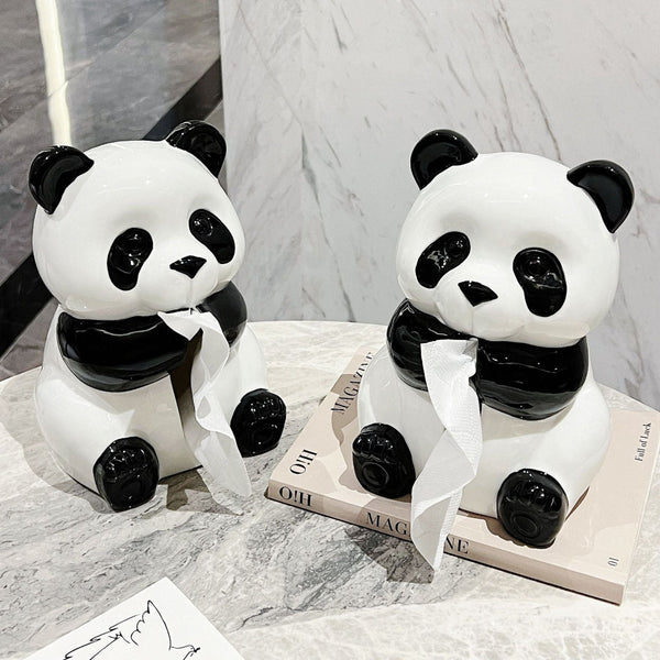 Elosung Ceramic Panda Tissue Box Holder Creative Cartoon Napkin Dispenser For Home Decor Tissue Box Covers