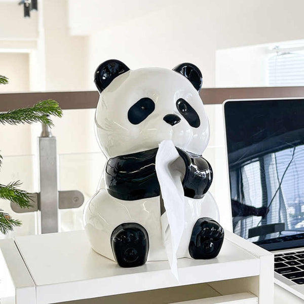 Elosung Ceramic Panda Tissue Box Holder Creative Cartoon Napkin Dispenser For Home Decor Tissue Box Covers