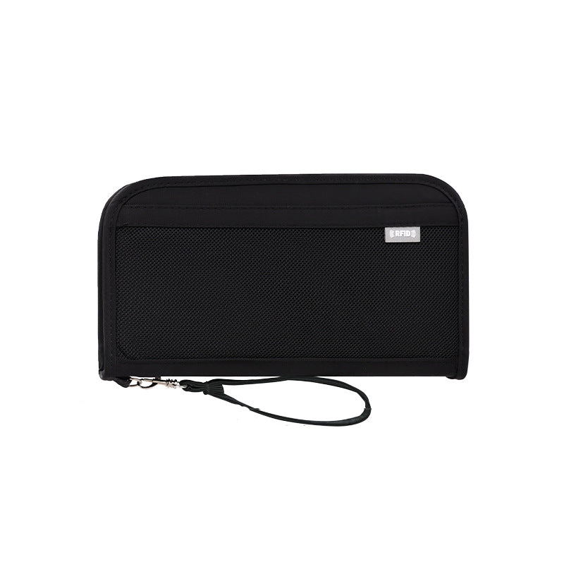 Black Rfid Blocking Travel Passport Holder With Large Capacity Id & Document Holders