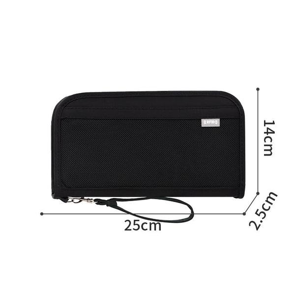 Black Rfid Blocking Travel Passport Holder With Large Capacity Id & Document Holders