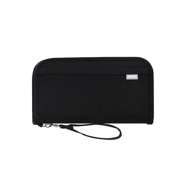 Black Rfid Blocking Travel Passport Holder With Large Capacity Id & Document Holders