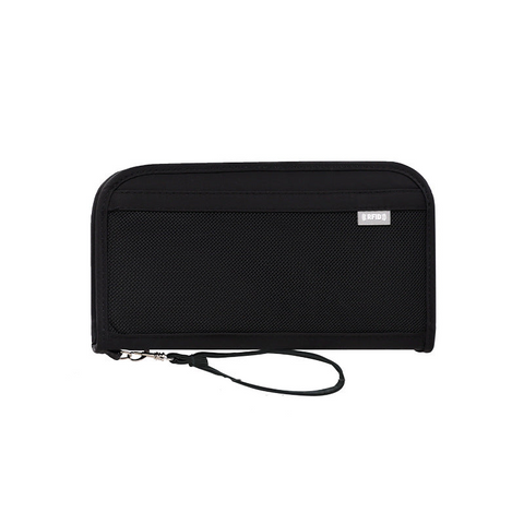 Black Rfid Blocking Travel Passport Holder With Large Capacity Id & Document Holders