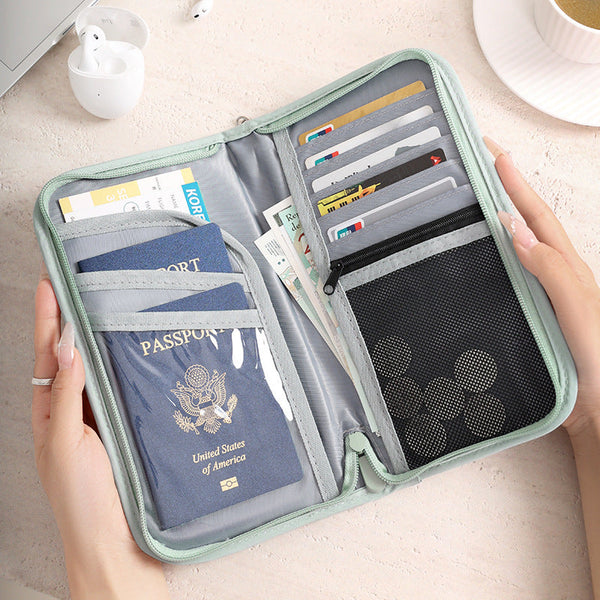Black Rfid Blocking Travel Passport Holder With Large Capacity Id & Document Holders
