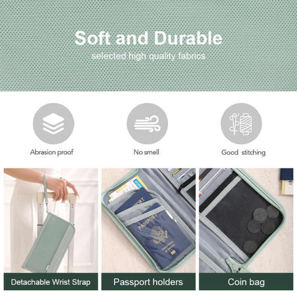 Grey Rfid Blocking Travel Passport Holder With Large Capacity Other Travel Accessories