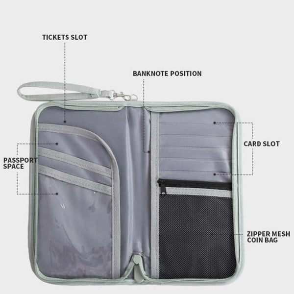 Grey Rfid Blocking Travel Passport Holder With Large Capacity Other Travel Accessories
