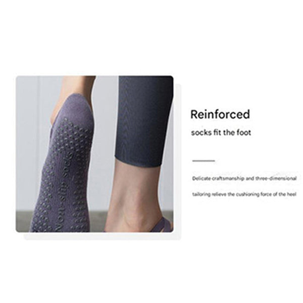 Elosung 2 Pcs Purple Non Slip Yoga Pilates With Toe Design For Women Cotton Blend Anti Silicone Grip Socks