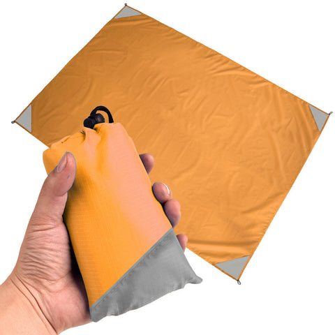 Elosung Orange And Grey Portable Waterproof Camping Mat Foldable Picnic Beach Blanket Picnic Accessories
