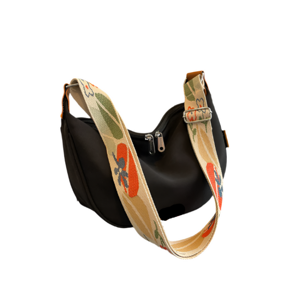 Black With Colored Suspenders Large Capacity Canvas Shoulder Bag Casual Crossbody Dumpling Women's Bags & Handbags