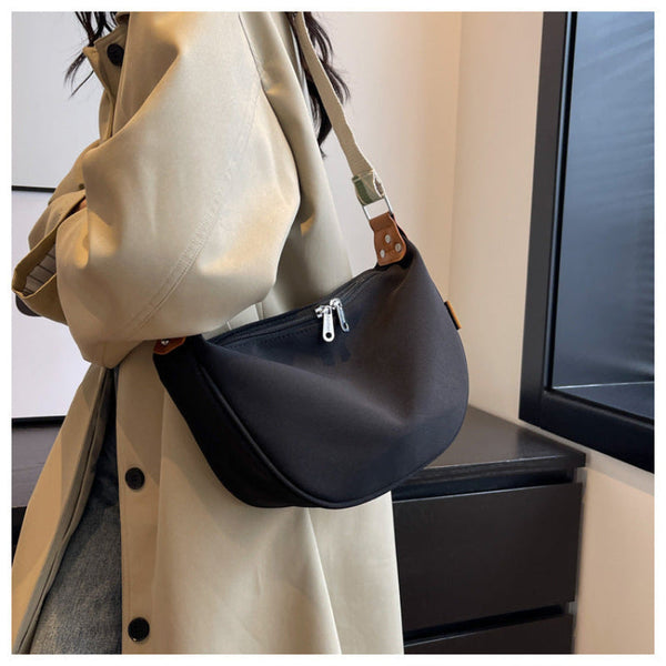 Black With Colored Suspenders Large Capacity Canvas Shoulder Bag Casual Crossbody Dumpling Women's Bags & Handbags