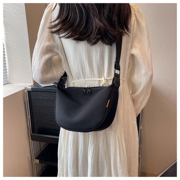 Black With Suspenders Large Capacity Canvas Shoulder Bag Casual Crossbody Dumpling Women's Bags & Handbags