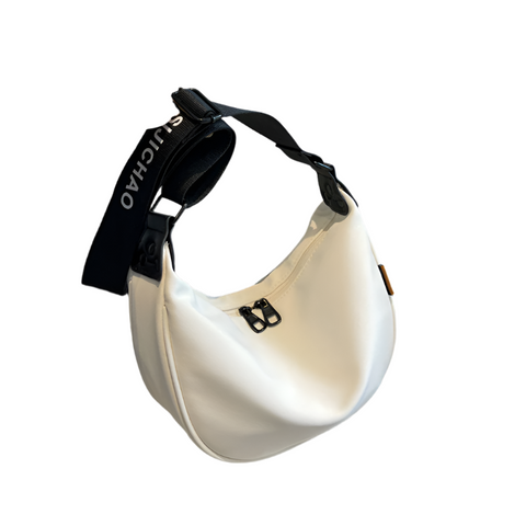 Off White With Black Suspenders Large Capacity Canvas Shoulder Bag Casual Crossbody Dumpling Women's Bags & Handbags