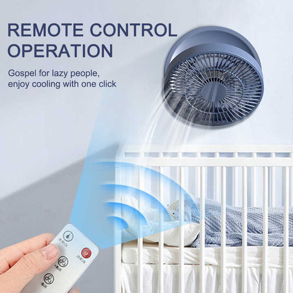 Elosung White Remote Control Wall Mount Foldable Mini Usb Fan With Night Light Digital Display Night Lights