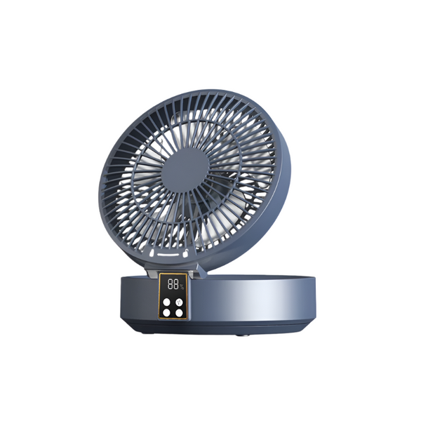 Dark Blue Remote Control Wall Mount Foldable Mini Usb Fan With Night Light And Digital Display Night Lights