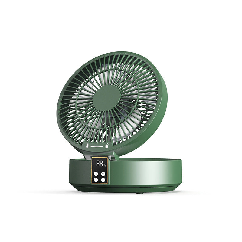 Elosung Dark Green Remote Control Wall Mount Foldable Mini Usb Fan With Night Light And Digital Display Portable Fans