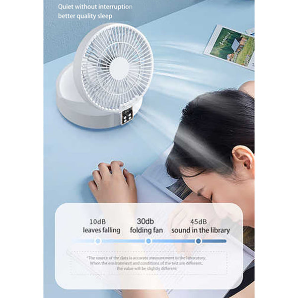 Elosung Dark Green Remote Control Wall Mount Foldable Mini Usb Fan With Night Light And Digital Display Portable Fans