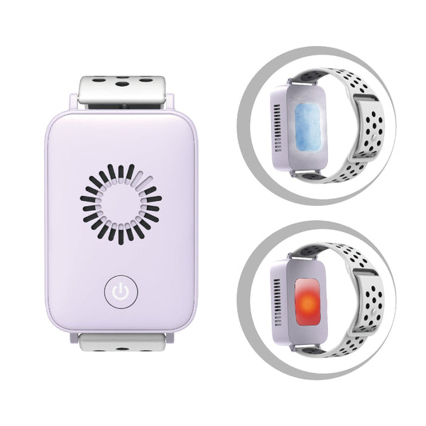 Elosung Light Purple Wearable Cooling And Heating Wristband Mini Air Conditioner For Instant Or Relief With Usb Fast Charging Portable Fans