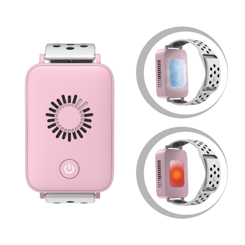 Elosung Pink Wearable Cooling And Heating Wristband Mini Air Conditioner For Instant Or Relief With Usb Fast Charging Portable Fans